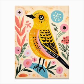 Pink Scandi Yellowhammer 3 Canvas Print