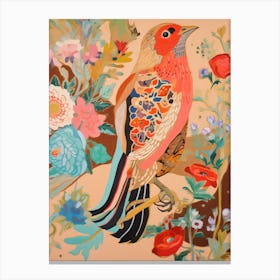 Maximalist Bird Painting Gold Finch 1 Canvas Print