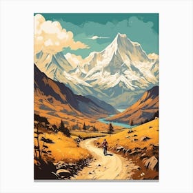 Annapurna Circuit Nepal 3 Vintage Travel Illustration Canvas Print
