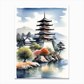 Japanese Landscape Watercolor Painting (32) 1 Canvas Print