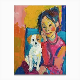 Little Girl With Dog Canvas Print