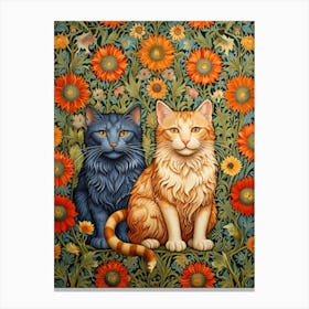 William Morris Two Cats In Flowers Canvas Print