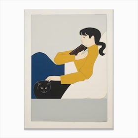 Woman With A Cat Canvas Print