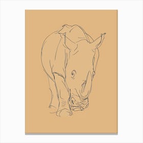 Rhino - Boho, Line Art 3 Canvas Print