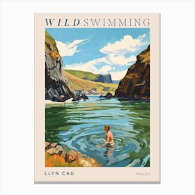 Wild Swimming At Llyn Cau Wales 2 Poster Canvas Print