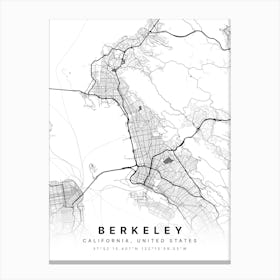 Berkeley California USA White Map Canvas Print