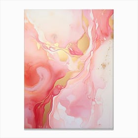Pink And White Flow Asbtract Painting 3 Canvas Print