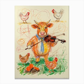 Cow Playing Violin Canvas Print
