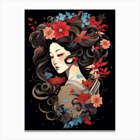 Geisha Japanese Style Illustration 8 Canvas Print