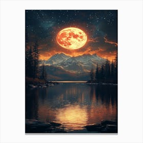 Full Moon Over Lake 9 Canvas Print