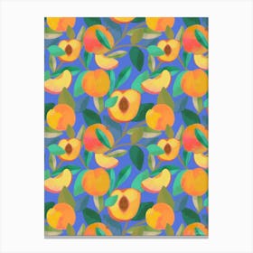 Peachy Nectarines - Bright Blue Canvas Print