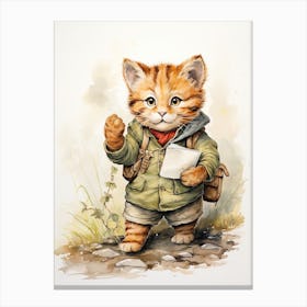 Tiger Illustration Geocaching Watercolour 3 Canvas Print