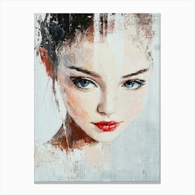 Girl With Red Lipstick Canvas Print