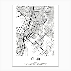 Chuo,Japan Minimalist Map Canvas Print