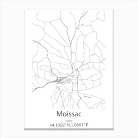 Moissac,France Minimalist Map Canvas Print