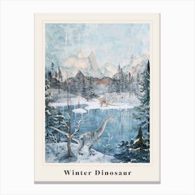 Dinosaur In An Icy Landscape Painting 1 Poster Canvas Print