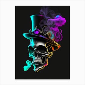 Skull With Vibrant Colors 2 Stream Punk Canvas Print