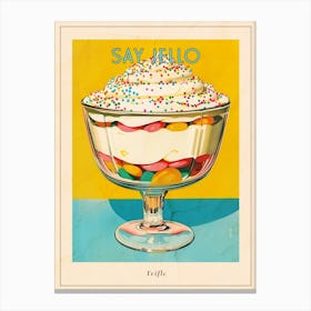 Retro Trifle With Rainbow Sprinkles Vintage Cookbook Inspired 2 Poster Canvas Print
