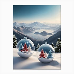 Christmas Tree In The Snow Ball Canvas Print