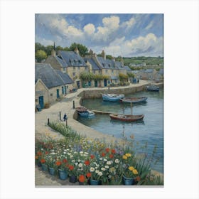 Harbourside Cottages Reflections on the Water Canvas Print