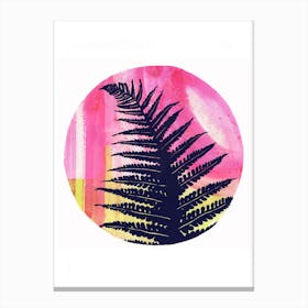 Fern On Pink And Lime Canvas Print