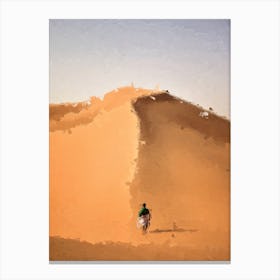 Lonely Traveler And Desert Oil Painting Landscape Canvas Print