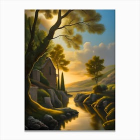 Sunset By The River Canvas Print