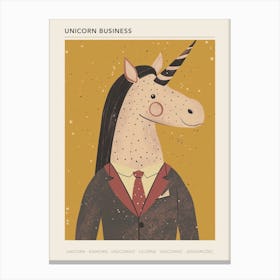 Unicorn In A Suit & Tie Mustard Muted Pastels 4 Poster Canvas Print