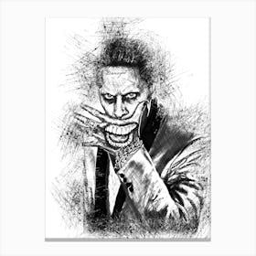Joker Pencil Sketch Black Canvas Print