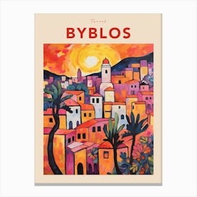 Byblos Lebanon Fauvist Travel Poster Canvas Print