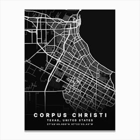 Corpus Christi Texas USA Black Map Canvas Print