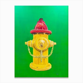 Fire Hydrant As Pop Art On Neon Green Canvas Print