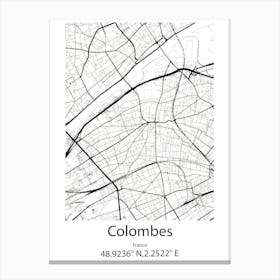 Colombes,France Minimalist Map Canvas Print