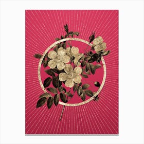 Gold White Candolle Rose Glitter Ring Botanical Art on Viva Magenta n.0202 Canvas Print