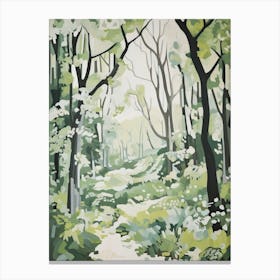 Grenn And White Trees In The Woods Painting 5 Canvas Print