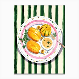 A Plate Of Pumpkins, Autumn Food Illustration Top View 18 Canvas Print