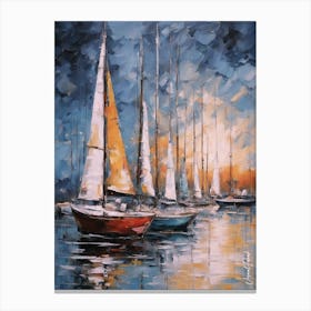 Sailboats On Calm Water Canvas Print