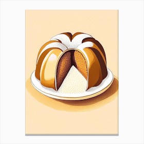 Spice Bundt Cake Dessert Retro Minimal Flower Canvas Print