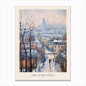 Winter City Park Poster Parc De Belleville Paris France 2 Canvas Print