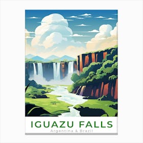 Argentina And Brazil Iguazu Falls Travel Canvas Print