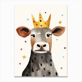 Little Cow 2 Wearing A Crown Canvas Print