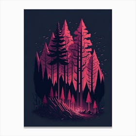 A Fantasy Forest At Night In Red Theme 22 Canvas Print