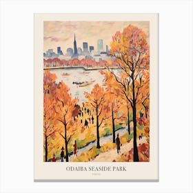 Autumn City Park Painting Odaiba Seaside Park Tokyo 2 Poster Canvas Print