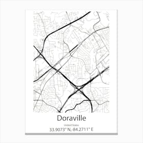 Doraville,United States Minimalist Map 1 Canvas Print