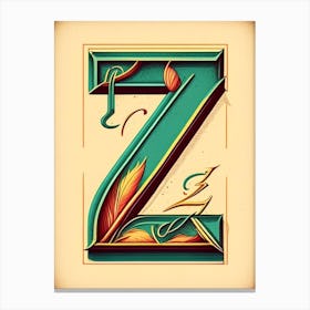 Z, Letter, Alphabet Vintage Sketch 2 Canvas Print