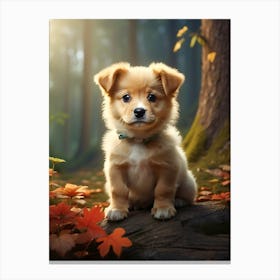 Puppy In The Forest Canvas Print