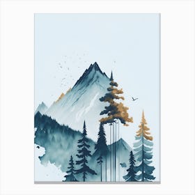 Mountain And Forest In Minimalist Watercolor Vertical Composition 115 Canvas Print