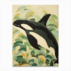 Abstract Orca Whale Geometric Collage 1 Canvas Print
