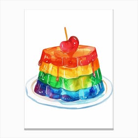 Rainbow Jelly Watercolour On A Plate Canvas Print