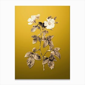 Gold Botanical Red Bramble Leaved Rose on Mango Yellow n.4413 Canvas Print